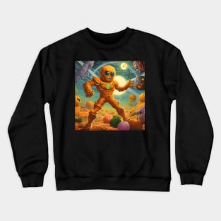 Pumpkin Alien Showing Off Muscles Crewneck Sweatshirt